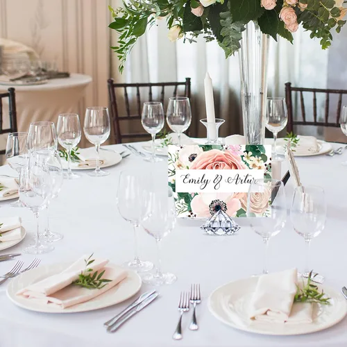 Miniatura 9 de MTLEE 36 portatarjetas con diamantes acrílicos para bodas, soportes de mesa de cristal, soportes de mesa para bodas, decoración de mesa de baby