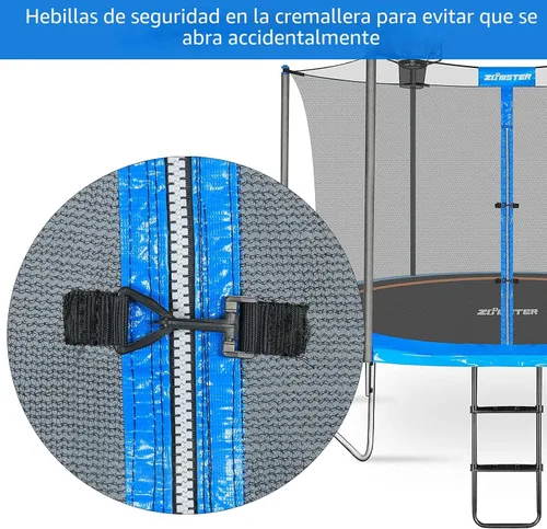 Miniatura 6 de Red de seguridad de repuesto para cama elástica para 6 postes rectos, cama elástica de marco redondo, transpirable y resistente a la intemperie
