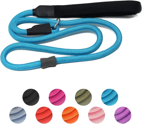 Miniatura 22 de Correa de Entrenamiento para Perros de Cuerda Deslizante Fuerte (4 pies) – Correa de Nylon Trenzado Resistente y Duradera con Tope de Goma y Mango