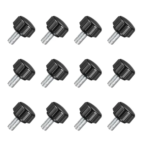 Miniatura 11 de TA-VIGOR 4 piezas M6 x 0.787 in tornillo de pulgar macho, rosca de acero al carbono, perillas moleteadas, agarre métrico M6 tornillo de pulgar