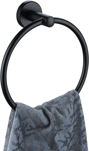 JQK Toallero negro, soporte para toalla de mano de acero inoxidable 304 negro mate para baño, montaje en pared, TR130-PB