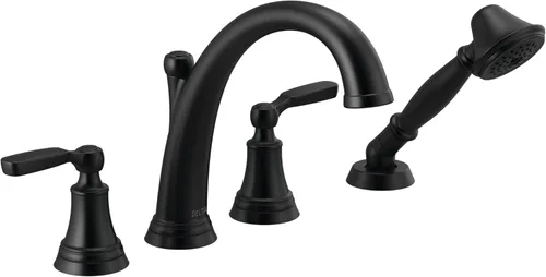 Miniatura 8 de Delta Woodhurst - Grifo de bañera romana con ducha de mano, grifo de bañera cromado para montaje en cubierta, cromado T4732