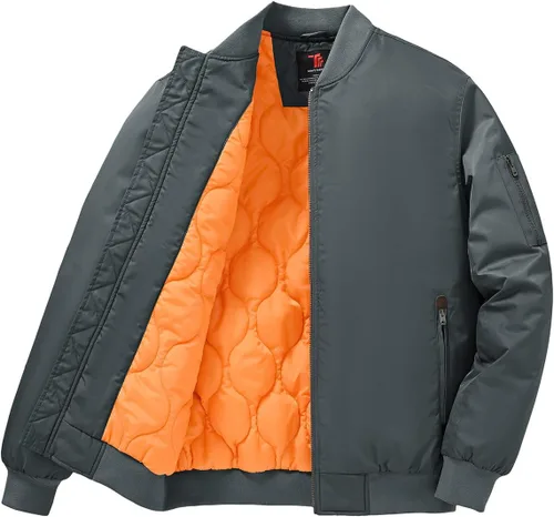 Miniatura 11 de TBMPOY Men's Winter Bomber Jacket Warm Fall Casual Flight Windbreaker Padded Coats Full Zip Stylish Varsity