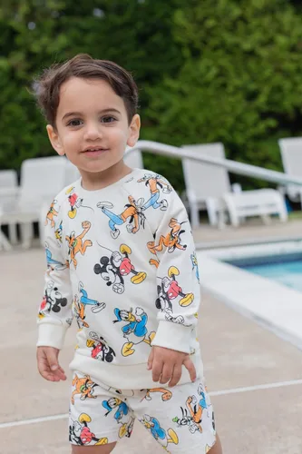 Miniatura 2 de Disney Mickey Mouse Winnie the Pooh Lion King Toy Story Jack Skellington - Sudadera y pantalones cortos de felpa francesa para recién nacidos a