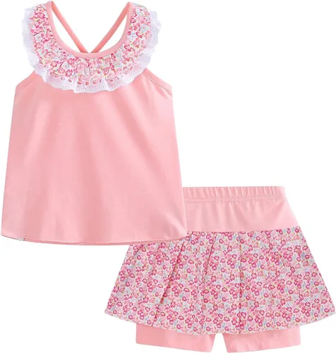 Miniatura 70 de LittleSpring Conjunto de verano para niñas con camiseta sin mangas y pantalones cortos florales