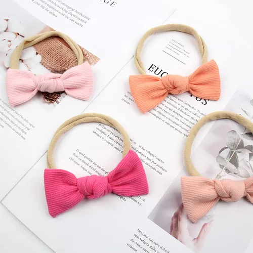 Miniatura 4 de Diadema de nailon para bebé con lazo atado, bandas elásticas y lazos, paquete de 20 diademas para recién nacidos, accesorios para el cabello