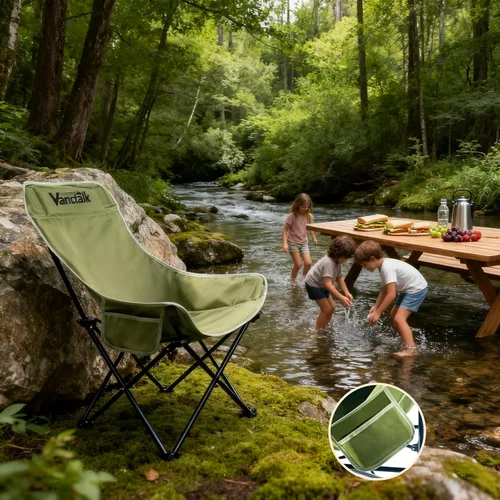 Miniatura 5 de Silla plegable para exteriores, ultraligera de 4.4 libras, silla de camping portátil con palanca de cambios ajustable y bolsa de transporte, silla