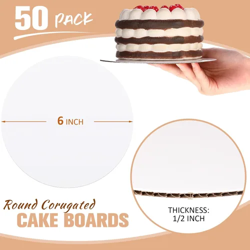 Miniatura 2 de Paquete de 50 tablas para tartas, tableros redondos de cartón blanco, base de cartón circular, base de cartón desechable a prueba de aceite