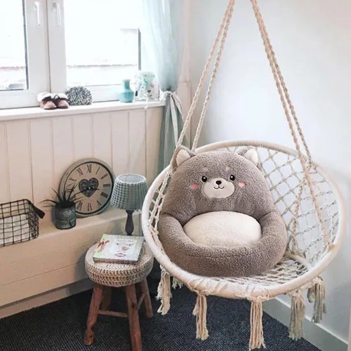 Miniatura 6 de Cojines Kawaii para silla de interiores, cómodos cojines de felpa con respaldo, cojín antideslizante para silla de oficina, cojín tatami para silla