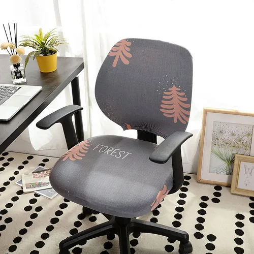 Miniatura 11 de LINGXIYA Funda de asiento elástica dividida, fundas para silla de computadora de oficina, funda de silla giratoria impresa, fundas protectoras B