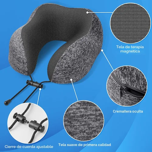 Miniatura 2 de ExploreBliss Almohada de Viaje, Almohadas de Viaje para Dormir en Avión, Almohada para el Cuello con Funda Extraíble y Cierre Ajustable, Juego