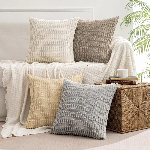 Miniatura 17 de MIULEE Juego de 4 fundas de almohada decorativas de pana estilo bohemio de primavera de 18 x 18 pulgadas para sofá, sala de estar, sofá y cama