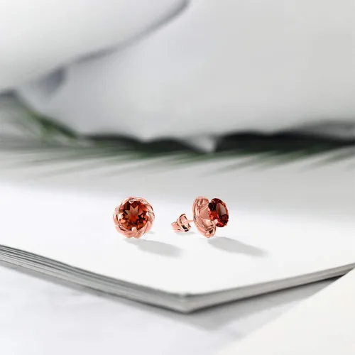 Miniatura 193 de Gem Stone King Aretes de plata de ley 925 de 0.236 in con piedra natal redonda para mujer
