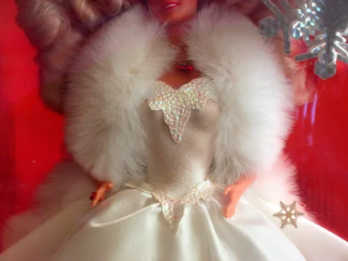 Miniatura 3 de Happy Holidays Barbie Doll Edición Especial 1989 w Adorno de copo de nieve de recuerdo (1989 Mattel Hawthorne)