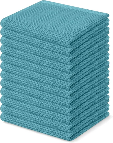 Miniatura 217 de Homaxy Paños de cocina de 100% algodón con tejido de gofre, ultra suaves, absorbentes, de secado rápido, 12 x 12 pulgadas, paquete de 6, amarillo