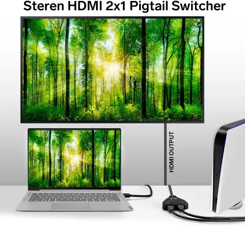 Miniatura 5 de Steren BL-526-032 Conmutador de coleta HDMI 2 x 1, negro