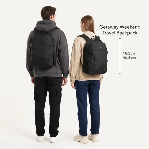 Miniatura 7 de SwissGear Mochila de viaje híbrida de 30 L, se adapta a portátiles de 15 pulgadas, para hombres y mujeres, color negro