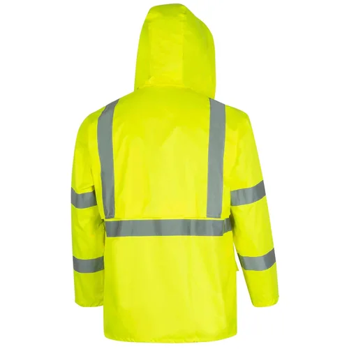 Miniatura 9 de Pioneer Equipo de lluvia de alta visibilidad Chaqueta de seguridad y pantalones con peto – Alta visibilidad, impermeable, traje de trabajo de PVC
