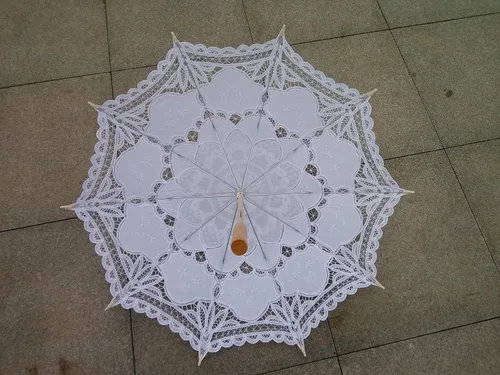 Miniatura 31 de Sombrilla de encaje hecha a mano para boda nupcial, 30 pulgadas, tamaño adulto