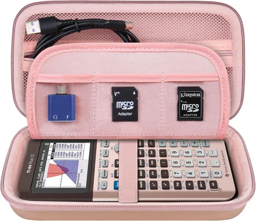 Miniatura 10 de Elonbo Funda de transporte para calculadora gráfica Texas Instruments TI-84 Evo/TI-84 Plus CE Evo, bolsillo de malla adicional para cargador de Azul