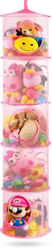 Miniatura 32 de Almacenamiento Colgante para Juguetes de Peluche, Organizador de Almacenamiento de Peluches Plegable para Rincón con 4 Compartimentos, Organizador
