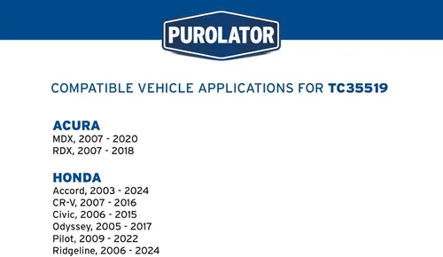 Miniatura 7 de Purolator TC35519 PurolatorTECH Filtro de aire de cabina Compatible con Honda Accord, CR-V, Civic, Pilot, Odyssey, Ridgeline, Acura MDX y RDX