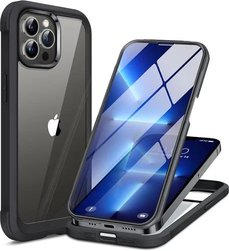 Miniatura 225 de Miracase Funda para iPhone 13 de 6.1 pulgadas, [sin burbujas] funda de teléfono de cuerpo completo con pantalla de vidrio completa integrada, sin