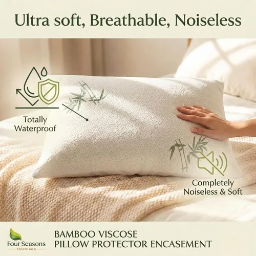 Miniatura 5 de Four Seasons Essentials Protector de almohada impermeable de tamaño corporal (juego de 1) – Viscosa natural derivada de bambú – Fundas de almohada