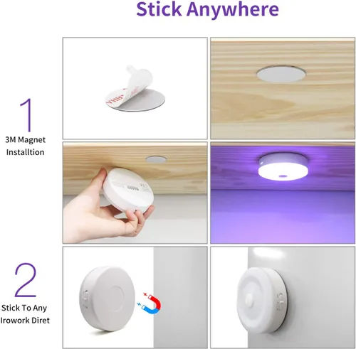 Miniatura 4 de Bason - Luminarias redondas recargables con control remoto, con luces que cambian de color. Iluminación LED ideal para colocar debajo de gabinetes.