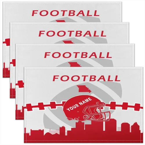 Miniatura 8 de Erosebridal Juego de 4 manteles individuales personalizados de fútbol de 12 x 18 pulgadas, manteles individuales para adultos, manteles individuales