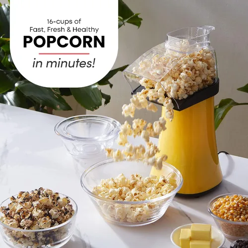 Miniatura 2 de Elite Gourmet - Máquina eléctrica para hacer palomitas de maíz con aire caliente rápido, 1300W con taza de medir y bandeja para derretir