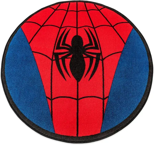 Ukonic Marvel Spider-Man - Alfombra redonda impresa con logotipo en el pecho de 52 pulgadas | Tapete de piso para interiores, alfombras decorativas