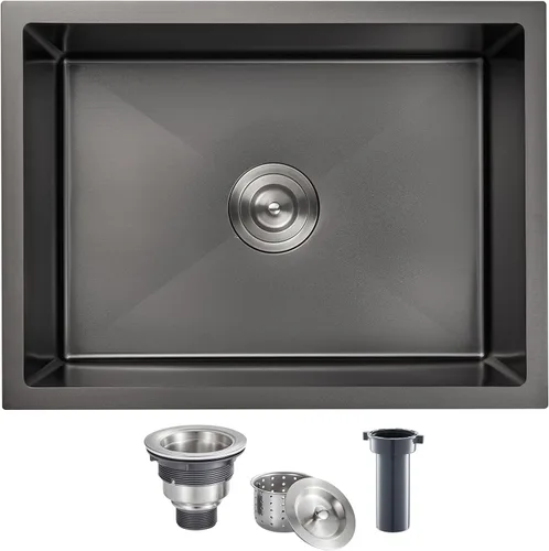 Miniatura 20 de Fregadero de cocina de 20 pulgadas, acero inoxidable SUS304 hecho a mano, fregadero de cocina con colador de fregadero (cepillado), 20 x 16 x 9