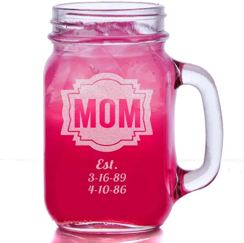 Idea de regalo para el día de la madre para mamá, taza grabada, vaso grabado personalizado, regalo para mamá, abuela, niños, fechas de nacimiento