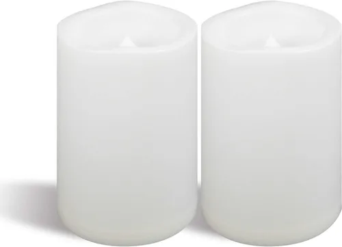 CANDLE CHOICE Velas impermeables sin llama para exteriores, funcionan con pilas, con temporizador, gran resina plástica brillante, parpadeante,