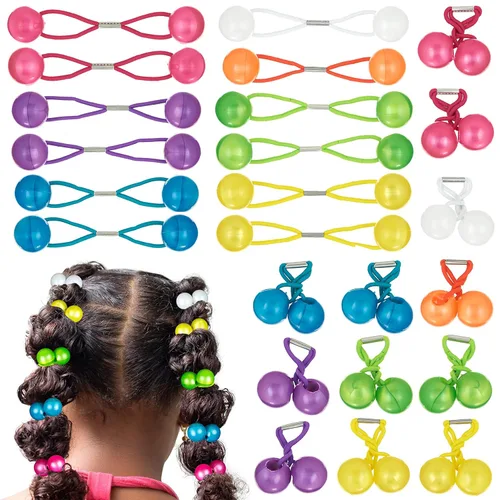 Miniatura 14 de 16 piezas Coletas Bolas de 24MM (0.94 in) Elásticos para Cabello Colección Bolas de Coleta de Colores Brillantes Para Niñas y Niños Pequeños Liso