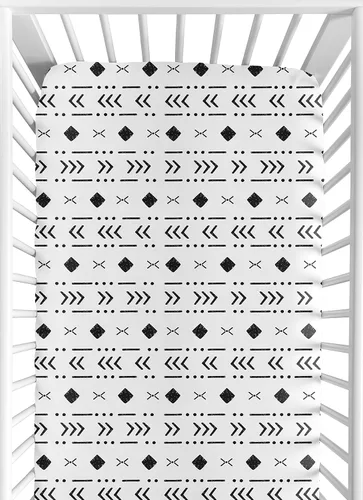 Miniatura 11 de Sweet Jojo Designs White Rust Boho Tribal Mudcloth - Sábana bajera ajustable para cuna para bebé o niño pequeño, color naranja, bosque, bohemio