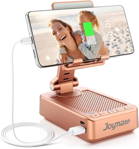 Miniatura 8 de Regalos para hombres y mujeres, soporte para teléfono con altavoz Bluetooth y función de carga, ángulo rotatorio de 360° ajustable, soporte