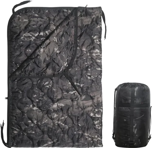 Forro de poncho de camuflaje, manta militar, saco de dormir militar, con una bolsa de transporte de compresión, para viajes, senderismo, campamento,
