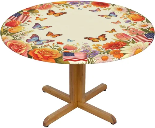 Miniatura 26 de Mantel redondo de Navidad con diseño de copos de nieve de Navidad para cocina, comedor, decoración de mesa de poliéster lavable para mesa de bufé