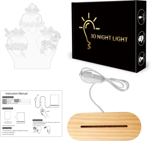 Miniatura 8 de Anywin Tres corazones sagrados, regalos católicos para mujeres/hombres, corazones de Jesús, luz nocturna, regalos de fe para Navidad, devocional