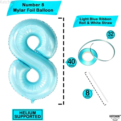 Miniatura 140 de KatchOn, Globo grande azul número 2 de 40 pulgadas Decoraciones de cumpleaños de Baby Shark para niño de 2 años Globo azul número 2 Globo