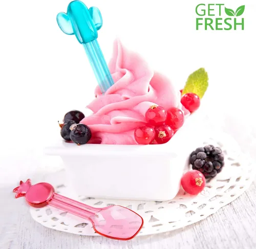 Miniatura 3 de GET FRESH Mini cucharas de helado de plástico – 27 piezas reutilizables coloridas pequeñas cucharas de plástico para niños – Mini cucharas