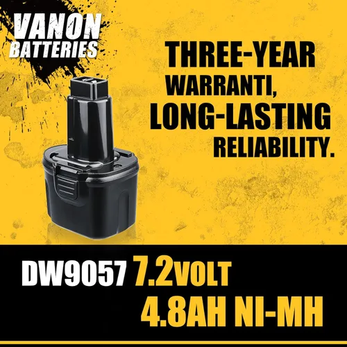 Miniatura 2 de VANON Paquete de 2 baterías de repuesto de 4800mAh 7.2V Ni-MH para Dewalt 7.2V batería DW9057 DE9057 DE9085 DW920K DW920K2 DW925K DW925K2 DW968K