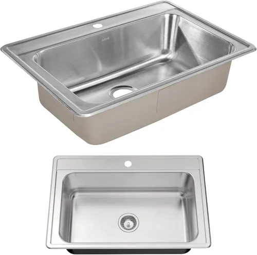 Miniatura 11 de Zuhnë Fortuna - Fregadero de preparación de barra 15 para autocaravana, cuenco individual de 15 x 15 x 6 pulgadas, acero inoxidable T304 18/10