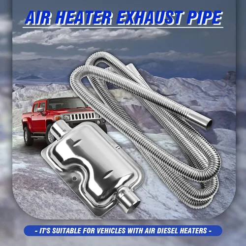 Miniatura 6 de 200cm/78" Tubo de escape para calentador diesel con silenciador y abrazaderas, manguera de 1"/2.5cm de acero inoxidable para calentador de aire