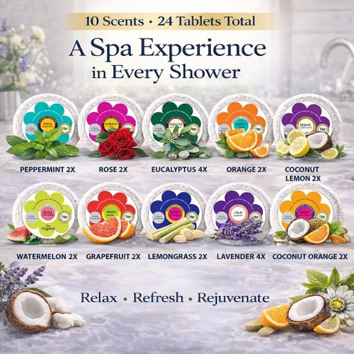Miniatura 3 de Set de regalo de 24 bombas de ducha para mujer, juego de regalo de aromaterapia con aceites esenciales orgánicos, bombas de baño para ducha, regalos