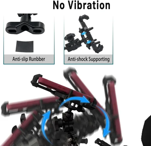 Miniatura 5 de QYMOTO Soporte para teléfono ATV, soporte para manubrio anti vibración de 4 ruedas de alta resistencia, abrazadera para teléfono celular 360