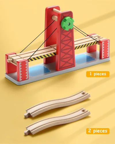 Miniatura 3 de SainSmart Jr. Juego de accesorios de tren de madera, juego de puente elevador, compatible con Brio, Thomas, Melissa y Doug