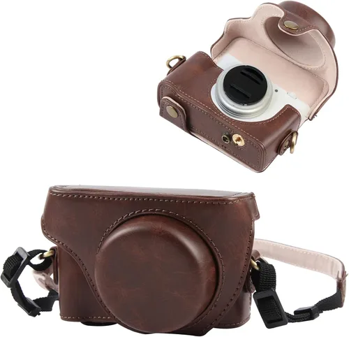 PULUZ Funda para cámara digital Sony ZV-1F Vlog, bolsa de cuero de cuerpo completo para cámara con funda Sony ZV-1F, correa de hombro, bolsa de 2-1-